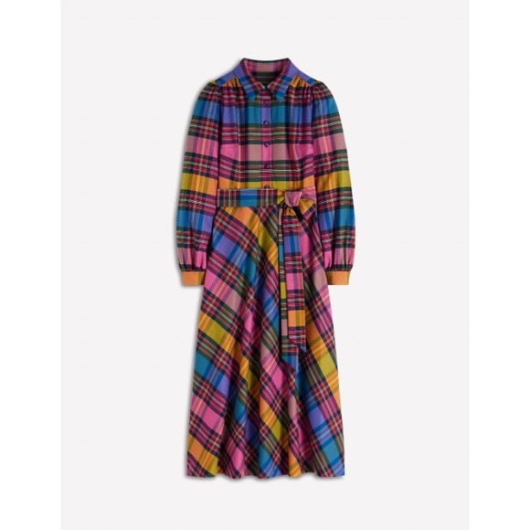 Boden Dresses & Skirts - Boden Vivienne Bold Check Button Up Maxi Dress Belted Long Sleeve | Size 8